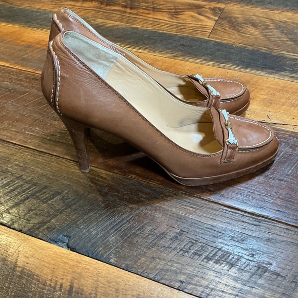 Claudia Ciuti Tan Leather Horsebit Platform Heels Made in Italy Women’s Size 10m - Picture 3 of 9